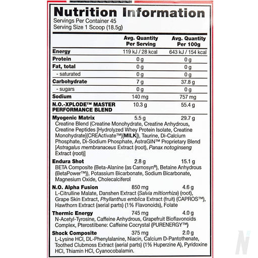 BSN NO Xplode 833g - Nutrition Industries Australia