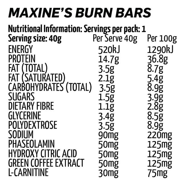 Maxine's Burn Bar - Nutrition Industries Australia