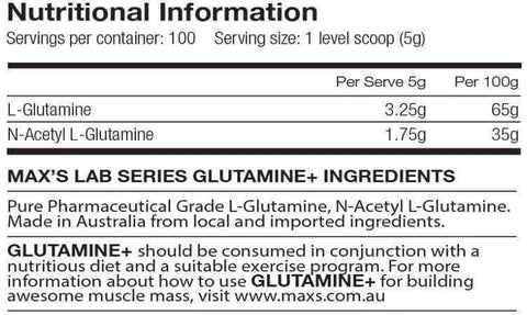 Max's Glutamine - Nutrition Industries Australia